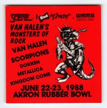 Van Halen Monsters Of Rock Music Backstage Pass Scorpions Metallica Dokken Demon - £16.70 GBP