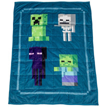 Minecraft Mob Chart Weighted Blanket Blue - £25.26 GBP