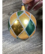 Vintage Handblown Jumbo Glass Christmas Ornament Poland Multicolor Handp... - €17,17 EUR