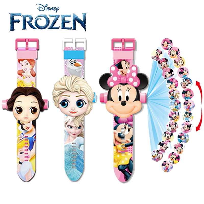 Cute  Frozen Princess Minnie Mouse Children Watches 3D Projection Child Watch - £6.85 GBP+