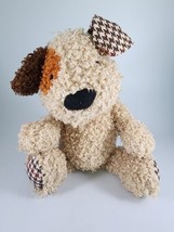 VGUC-14&quot; Lambs &amp; Ivy Bow Wow Wilson Puppy Dog Plush Tan Shaggy Houndstooth - £15.81 GBP