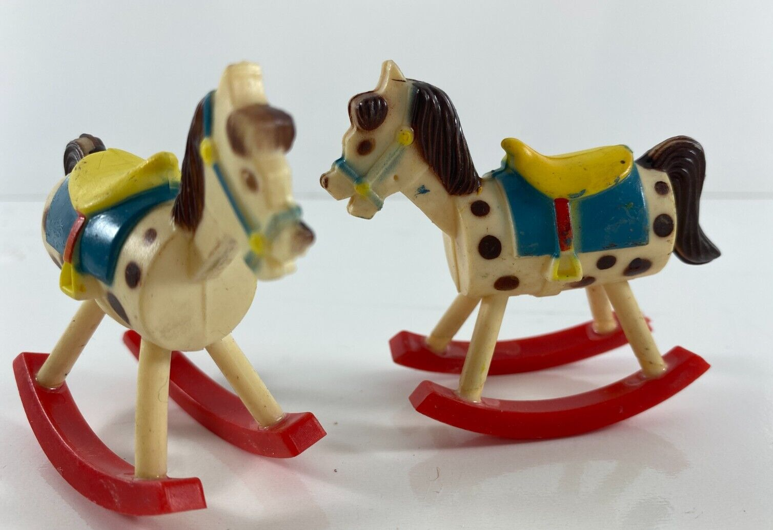 Primary image for Lot 2 Vintage 1978 WILTON Baby Shower Cake Topper Western Plastic Rocking Horse
