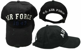 Air Force Usaf 1947 Distressed Style Embroidered Black Baseball Hat Cap (Ruf) - £18.62 GBP