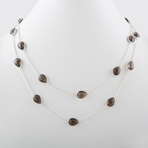 Natural Smoky Quartz Necklace, Solid 925 Silver Necklace,October Birthstone, Gem - £114.14 GBP