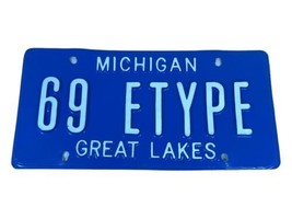 Vintage PLASTIC Faux Michigan License Plate 69 E type Vanity Decor Man Cave Wall - £11.07 GBP