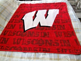 Ncaa Licensed Wisconsin Badgers 47&quot; X 60&quot; Fleece Blanket-Go Bucky-Football-Dorm! - £26.33 GBP