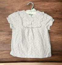 Mini Boden Lined Eyelet Lace Top Girls Size 5 Mint Green Ruffle Front Spring  - £10.53 GBP
