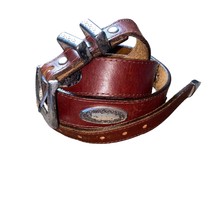 Vintage Genuine Leather Country Concho Western Brown Belt Silver 46&quot; len... - $32.10