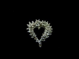 Womens Vintage Estate 14K White Gold Heart Diamond Pendant 3.3g E3398 - £447.95 GBP