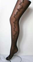 Black with Brown or Pink Floral Patterned Embellished Tights Alternative 60&#39;s 70 - £6.30 GBP