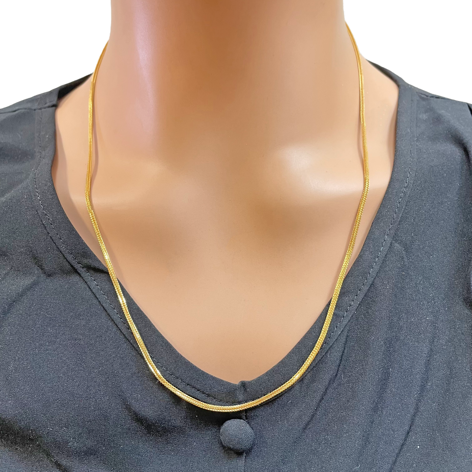 22ct Yellow Gold Solid Double Box Chain Necklace 22 Inches 1.5mm Width Item image 6