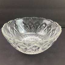 Crystal Bowl 8&quot; Clear Cut Glass Serving Etched Centerpiece - $49.99