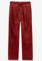 ZARA BNWT 2026. BURGUNDY LIMITED EDITION SUEDE LEATHER TROUSERS PANTS. 6... - $478.24