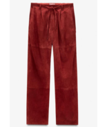 ZARA BNWT 2026. BURGUNDY LIMITED EDITION SUEDE LEATHER TROUSERS PANTS. 6... - $478.24