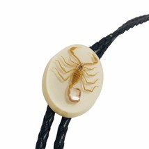 Real Scorpion Bolo Tie, Acrylic Lucite Encased on Oval Stone Backing, Bl... - £20.87 GBP