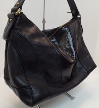 Kate Landry Black Leather &amp; Patent Handbag. Well Made Vintage Purse - £19.71 GBP