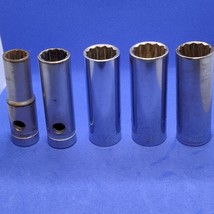 Lot 5 Craftsman 12 Point-V-G- Series 1/2&quot; Drive Deep Sockets (2 Wizard) ... - $19.98