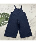 Clara Sun Woo Womens Overalls Jumpsuit Size XS Navy Blue Linen Blend Cro... - $46.02 CAD