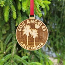 Los Angeles Ornament California Christmas Beach American Wood Engraved 3.1&quot; CA - £15.07 GBP