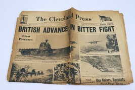 Vintage Apr 21 1943 WWII Cleveland Press Newspaper British Advance Bitte... - £77.97 GBP
