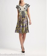 New NWT Silk Josie Natori Dress Designer Black Flowers Purple Cambaluc L... - £551.33 GBP