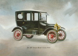 Vintage Birthday Card 1915 Deluxe Model T Ford Antique Automobile Envelope - $9.89