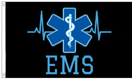 3x5 EMS Flag (Black) Emergency Medical Service Banner Man Cave Garage Ambulance - £14.41 GBP