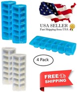 4-Pack Stackable Ice Cube Trays BPA Free 12 Cubes Each White &amp; Blue Mult... - $14.92 CAD