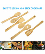 NEW 6PC Bamboo Utensil Set PartNo U6S136TV by Core Home Hanging Hole Saf... - £11.18 GBP