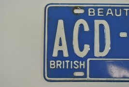 Beautiful British Columbia License Plate ACD 017 Blue &amp; White Canada Retro 80&#39;s? - £14.55 GBP