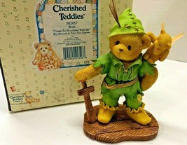 Enesco CHERISHED TEDDIES Peter Pan COME TO NEVERLAND With ME Bear Figurine - $19.80