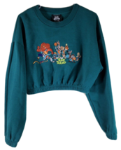 FOREVER 21 Space Jam Cropped Top Womens Medium Dark Green Tune Squad Pullover - £15.65 GBP