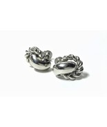 Vintage Signed Delma Screwback Earrings, Rhodium Plated Doorknocker Style - $14.95