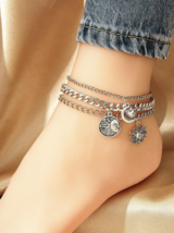 Wicca Heart, Moon &amp; Sun Anklet 3pcs - £7.83 GBP+