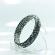 53.6 mm Yellow Black Carved Granite Natural Solid Stone Bangle Bracelet 6.6 inch - £22.78 GBP