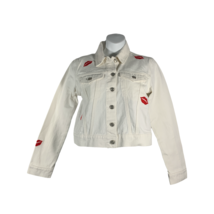 Forever 21 White Denim Jacket Women&#39;s SZ Small Embroidered - £12.03 GBP