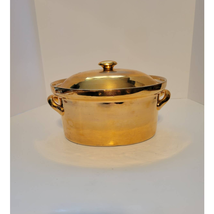 Vintage Hall Golden Glo 22 Karat Gold 2 Quart French Casserole Dish  Wit... - £79.32 GBP