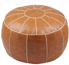 Pouf , Foot Stool , Round Unstuffed , Leather Ottoman Cushion , Floor Chair Foot - £159.87 GBP