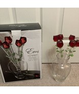 Vase Crystal Red Rose Bouquet Eros Home Essentials In Box This is so pre... - $34.84 CAD