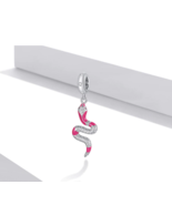 Platinum 925 Sterling Silver Rose Red Snake Charm for Bracelet + Drop Ea... - £35.40 GBP+