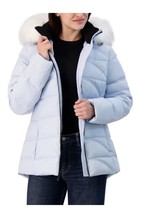 Nautica Womens Puffer Jacket Light Blue Hood Water-Resistant Pockets Lig... - $69.99