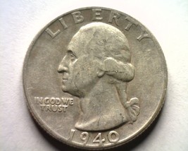 1940 WASHINGTON QUARTER EXTRA FINE / ABOUT UNCIRCULATED XF/AU NICE COIN ... - $12.00