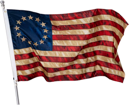 Homissor Tea Stained American Flag 13 Stars 3X5 Outdoor- Betsy Ross Flag 13 Colo - £11.77 GBP