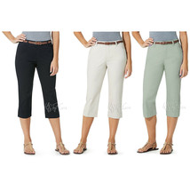 NWT Bandolino Women Belted Maureen Stretchy Classic Capri Length Pants 3... - £27.48 GBP