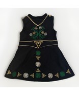 American Girl Irish Dance Costume Dress &amp; Cape Black Gold Celtic Retired - €55,08 EUR
