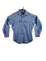 Vintage Levis Shirt Adult Large 1970s Western Chambray Blue Label Orange Tag - £118.66 GBP