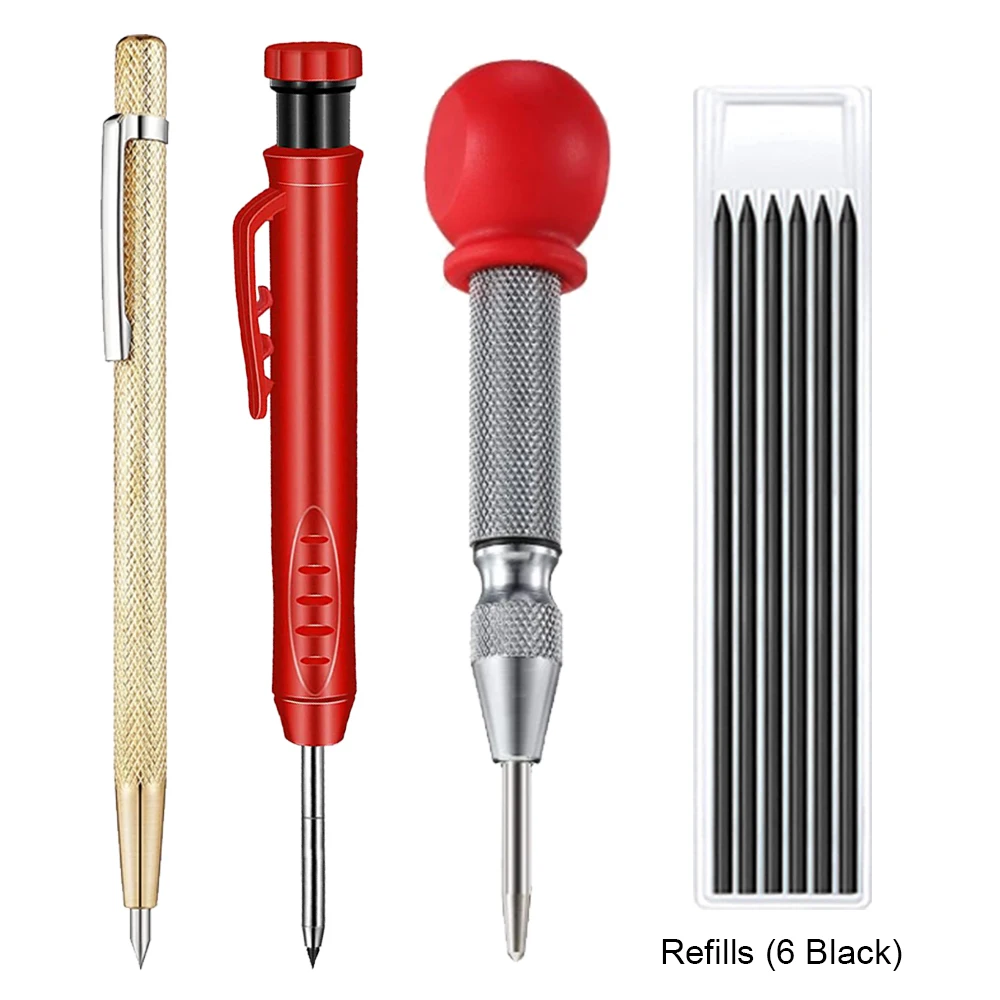 Solid Carpenter Pencil Set with Center Punch Carbide Scriber Construction wor Lo - £171.59 GBP
