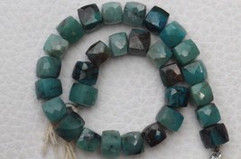 8 inch long strand faceted chrysocalla  gemstone cube beads, 6 mm -- 7 mm, natur - £25.07 GBP