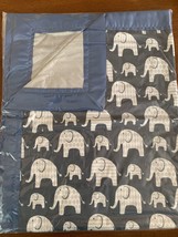 Minky baby blanket - large - elephants - pattern - navy - gray - toddler - £60.32 GBP