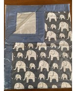 Minky baby blanket - large - elephants - pattern - navy - gray - toddler - $75.00